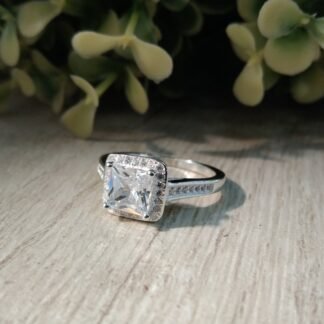 anillo plata solitario circones