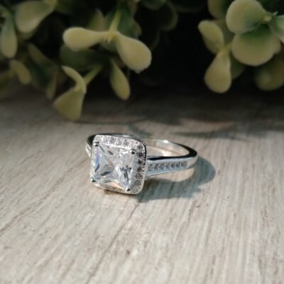anillo plata solitario circones