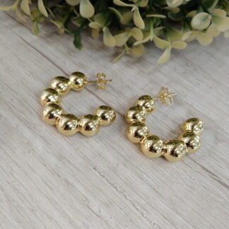 Aros ba?o en oro semiargollas esferas 33 mm