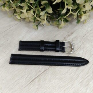 Correa reloj cuero negra triple costura 14 mm