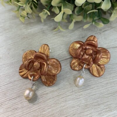Aros cer?mica Orqu?dea cobre