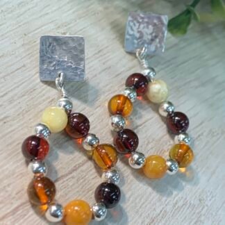 Aros colgantes plata y ?mbar