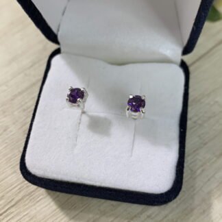 Aros plata punto de luz morado