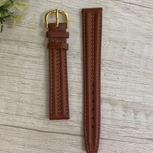 Correa reloj cuero café 14 mm triple costura
