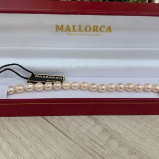 Pulsera perlas de mallorca 7 mm broche flor acero 19 cm