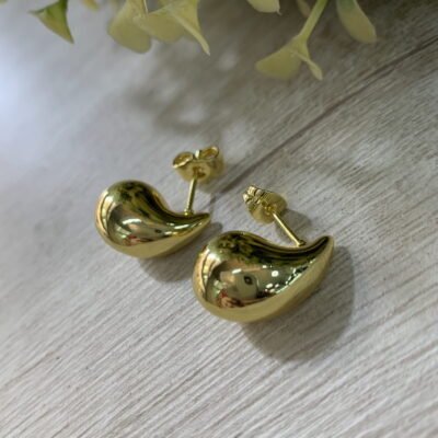 Aros Gota de agua ba?o en oro 17mm