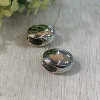 Aros acero bot?n plateado