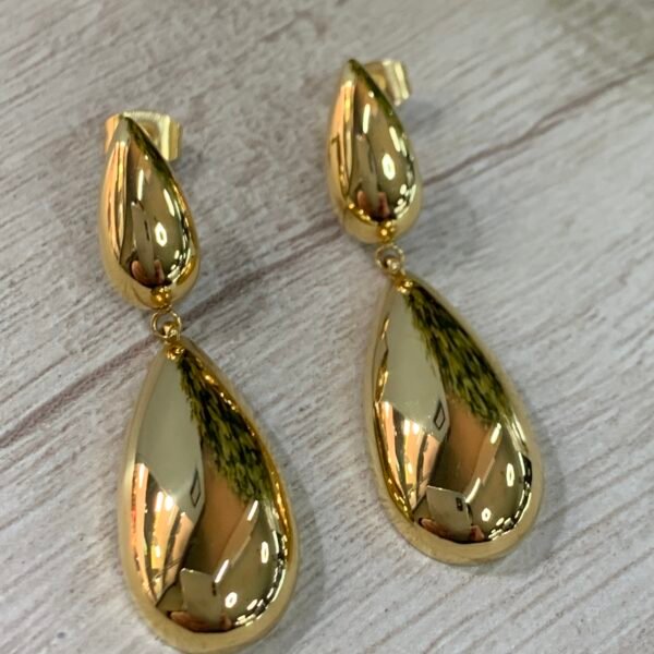 Aros acero dorado doble gota lisa