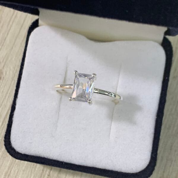 Anillo plata Solitario circón rectangular n°15