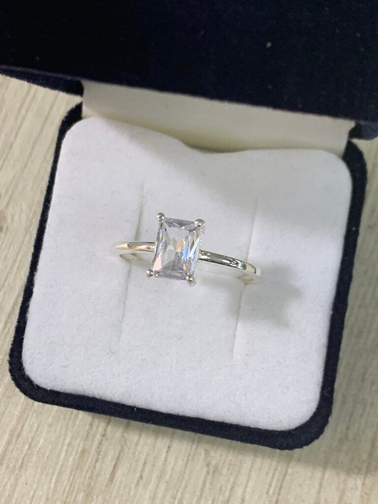 Anillo plata Solitario circ?n rectangular n?15