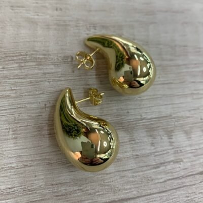 Aros Gota de Agua ba?o en oro 32mm
