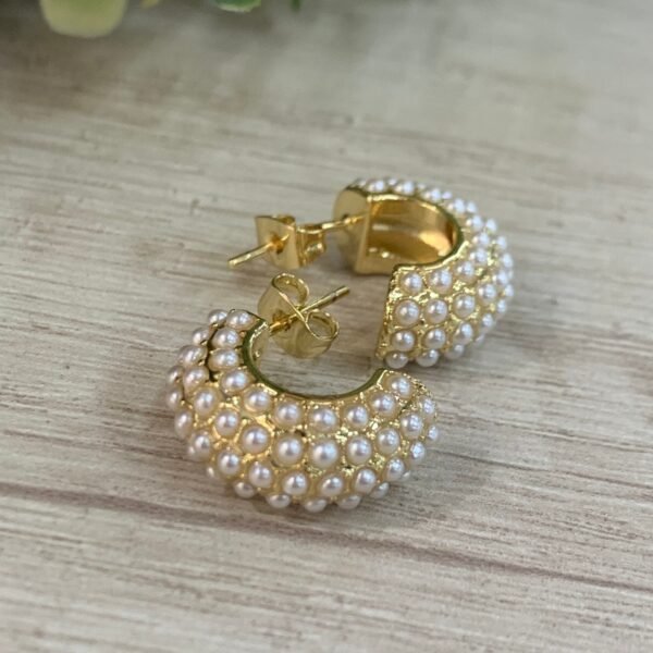 Aros semiargolla perlas baño en oro