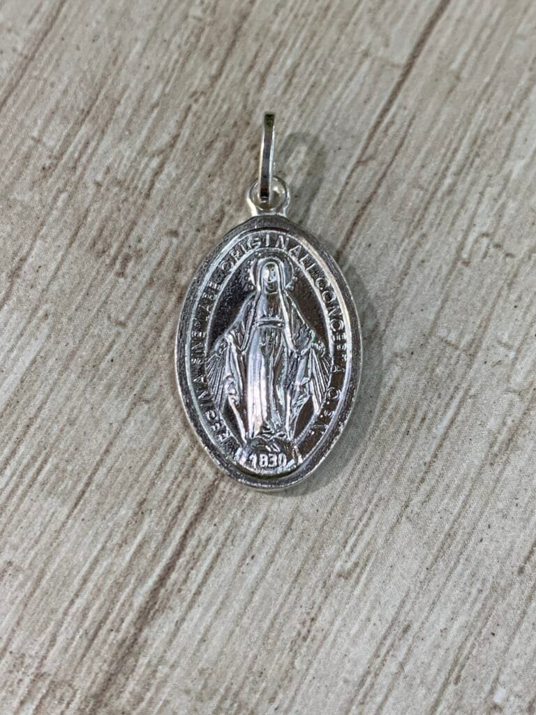 Colgante plata escapulario virgen de los rayos 14 x 25 mm