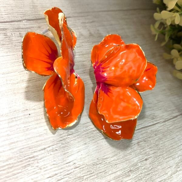 Aros media Flor naranja