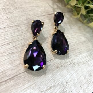 Aros Doble Gota Cristal Morado
