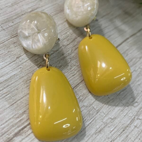 Aros Bicolor blanco/amarillo