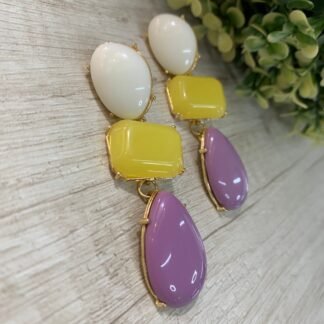 Aros triple blanco/amarillo/lila
