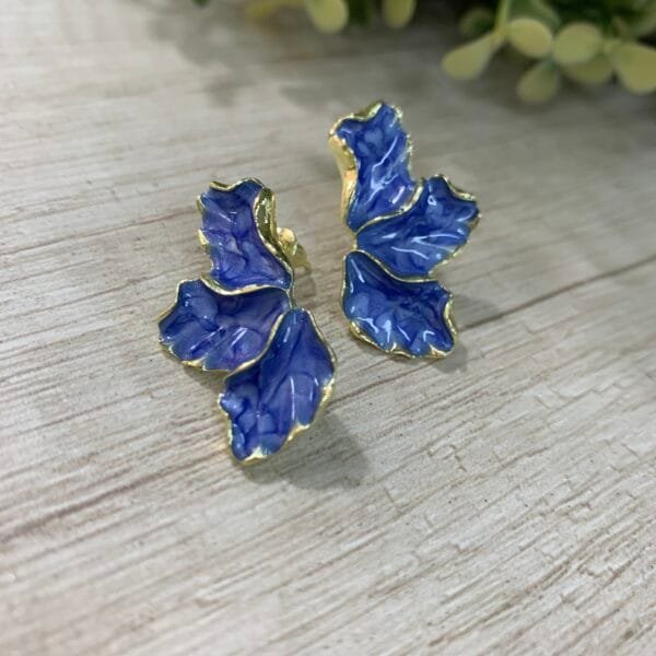 Aros Media Flor Azul dorada