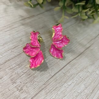 Aros media Flor Fucsia dorado