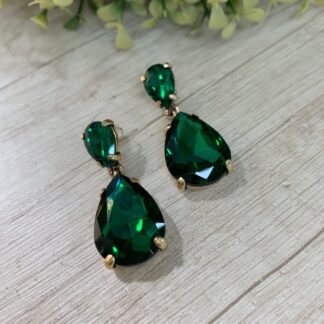Aros Doble Gota cristal Verde