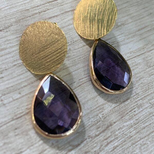 Aros Gota cristal morado