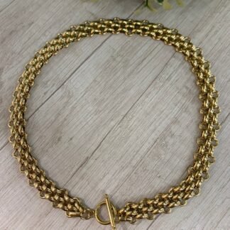 Collar acero dorado broche tim?n