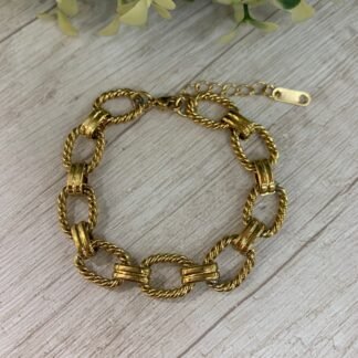 Pulsera acero dorada eslab?n trenzado