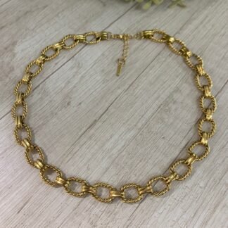 Collar acero dorado eslab?n trenzado