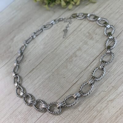 Collar acero plateado eslab?n trenzado