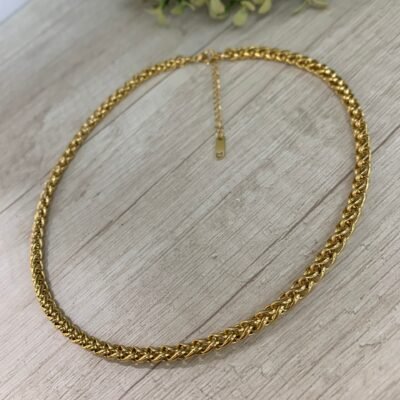 Collar acero trenzado dorado