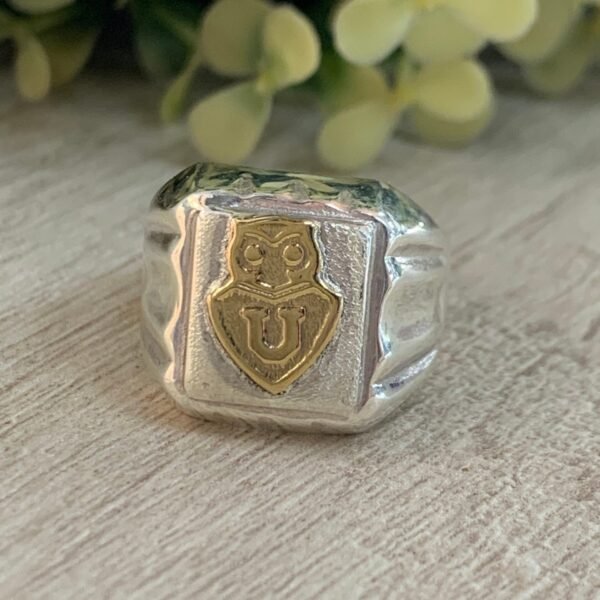Anillo plata con oro Universidad de Chile nro 23