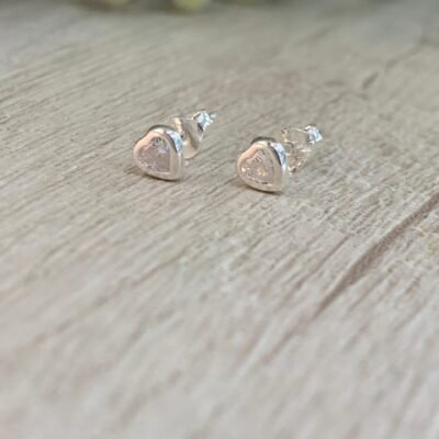 Aros plata corazon circon 4 x 5 mm