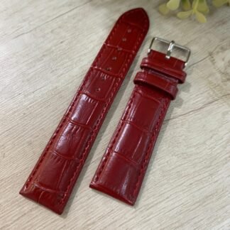 Correa Reloj cuero cocodrilo rojo 22 mm