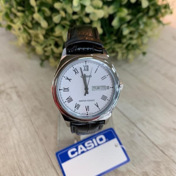 Reloj Casio Analogo Correa Cuero Negro MTP-V006L