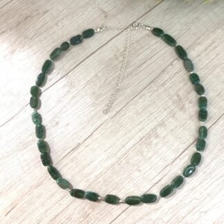 Collar Plata Agata Verde 40- 48 cm
