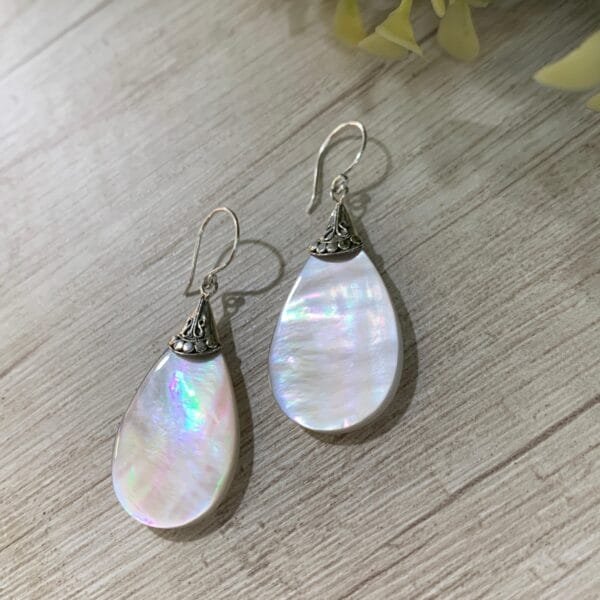 Aros plata Gota nácar