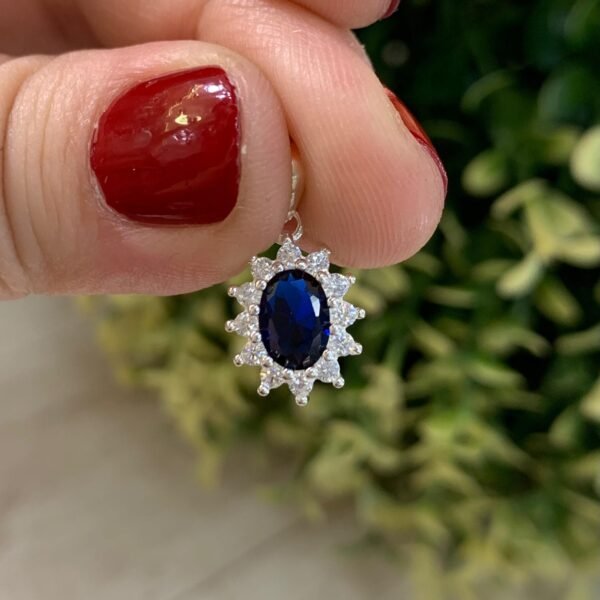 Conjunto Plata Circ?n Azul