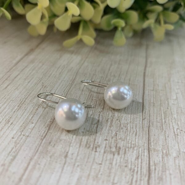 Aros Plata Perla colgante 10mm