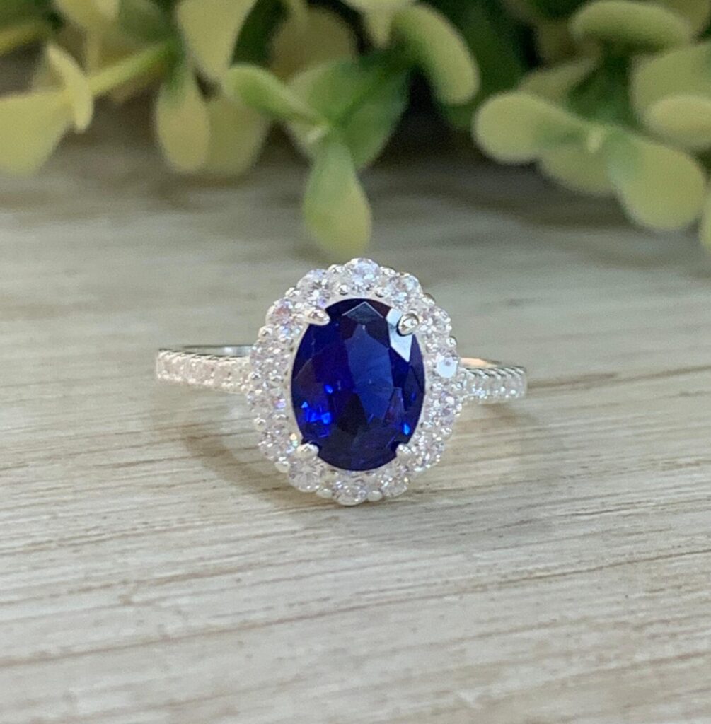 Anillo Plata Circ?n azul n?16