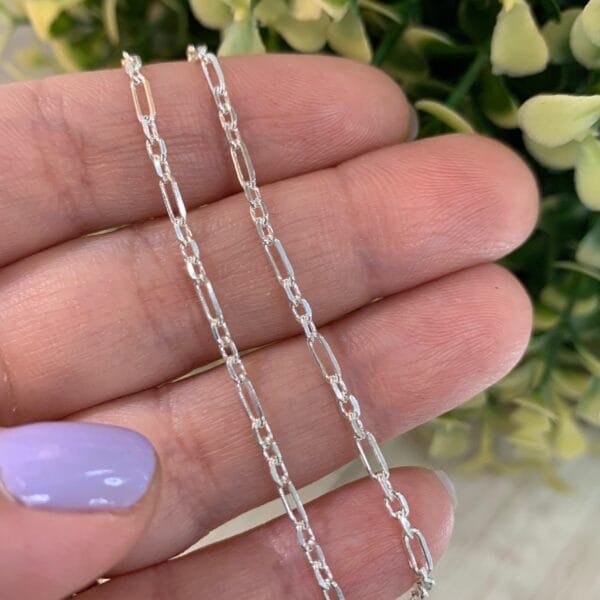 Cadena plata eslabón 3x1 tradicional 50cms