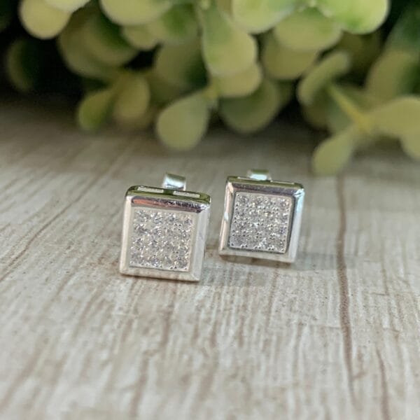 Aros Plata Cuadrado Microcircón 7mm