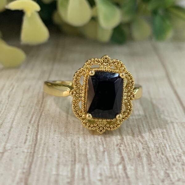 Anillo Baño en Oro Circón Negro adaptable
