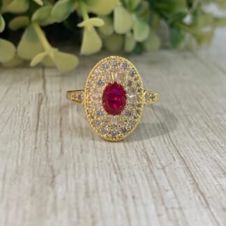 Anillo Ba?o en Oro Circ?n Fucsia ovalado adaptable