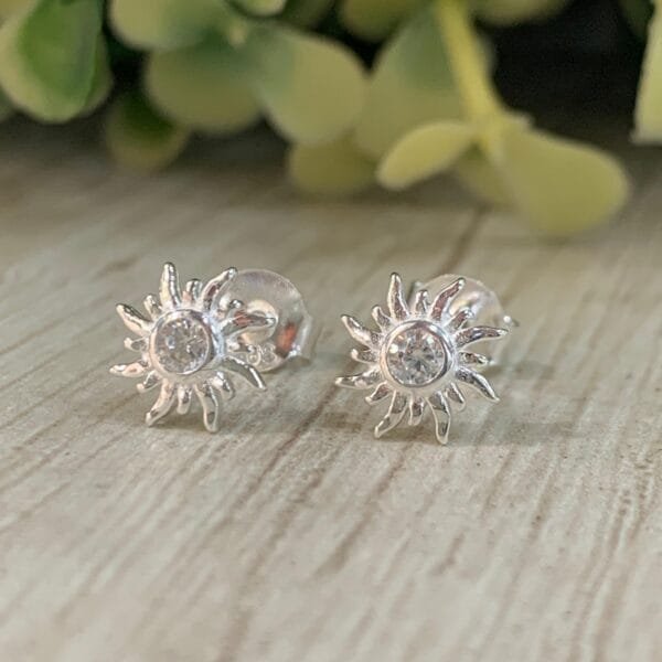 Aros plata Sol circón 8mm
