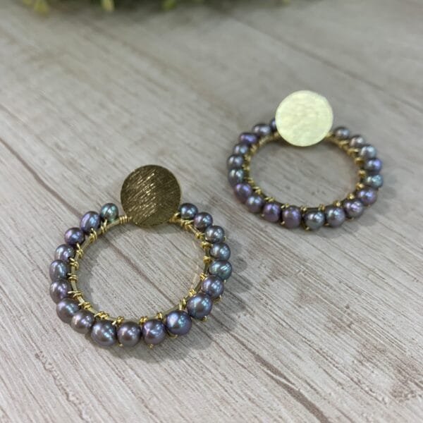 Aro BO perla gris circular
