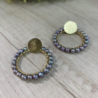 Aro BO perla gris circular