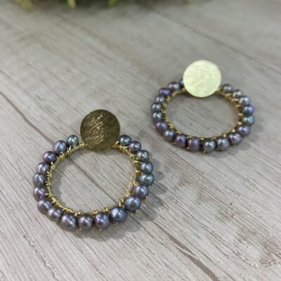 Aro BO perla gris circular