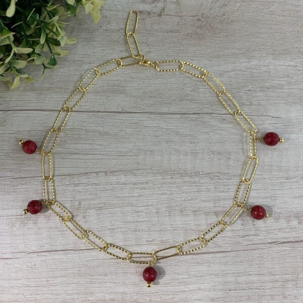 Collar BO adaptable agatas rojas