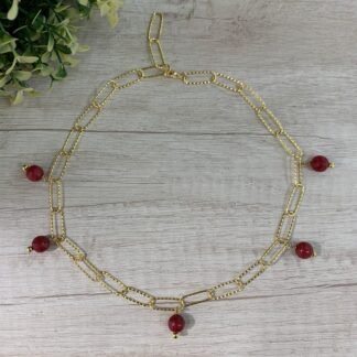 Collar BO adaptable agatas rojas