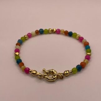 Pulsera Ba?o en Oro ?gatas multicolor